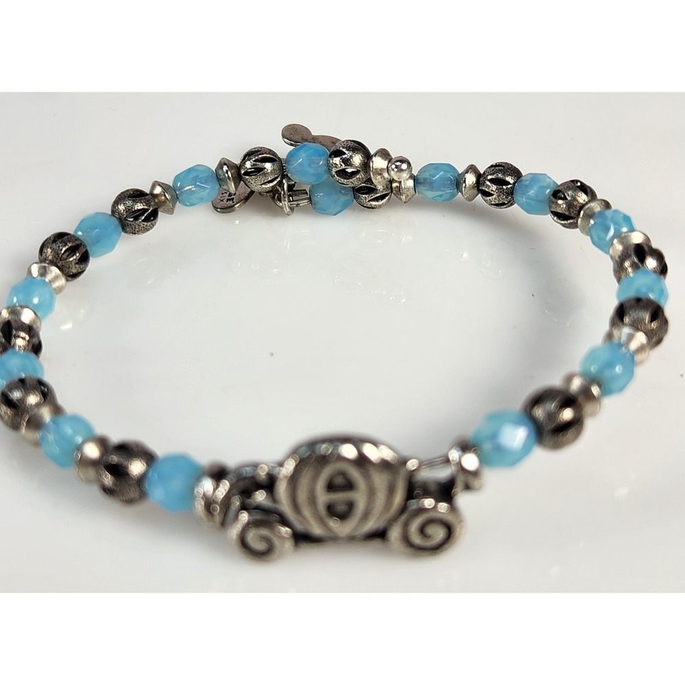ALEX and ANI Vintage 66 Disney Cinderella Silver Tone Blue Bead Wrap Bracelet